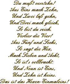 Hexeneinmaleins von J.W. Goethe